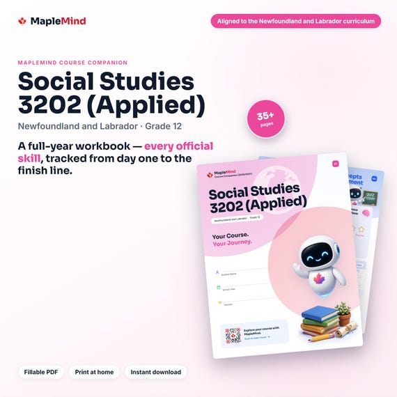 Social Studies 3202 (Applied) Course Companion — printable workbook and progress tracker for the Social Studies 3202 (Applied) curriculum