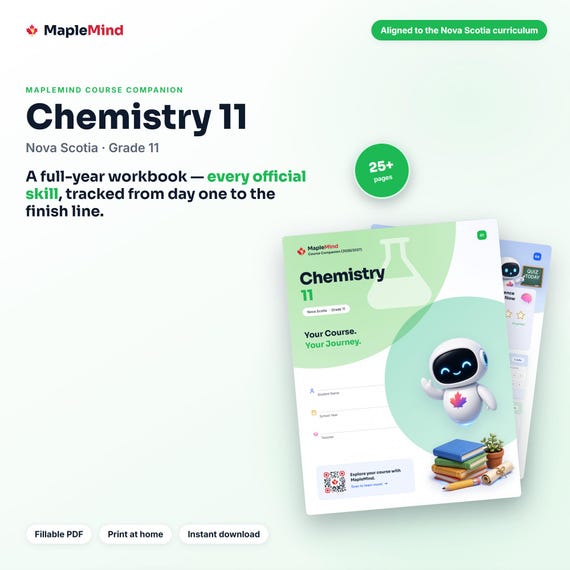 Chemistry 11 Course Companion — printable workbook and progress tracker for the Chemistry 11 curriculum