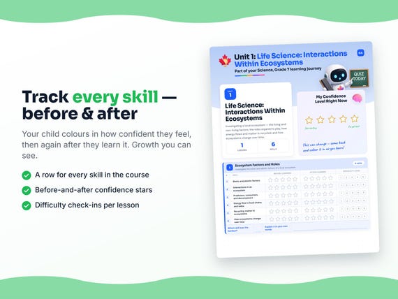 Unit reflection and certificate pages inside the Science, Grade 7 workbook