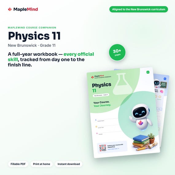 Physics 11 Course Companion — printable workbook and progress tracker for the Physics 11 curriculum