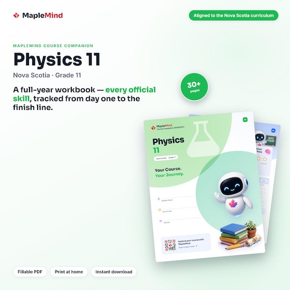 Physics 11 Course Companion — printable workbook and progress tracker for the Physics 11 curriculum