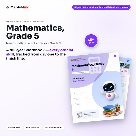 Mathematics, Grade 5 Course Companion — printable workbook and progress tracker for the Mathematics, Grade 5 curriculum