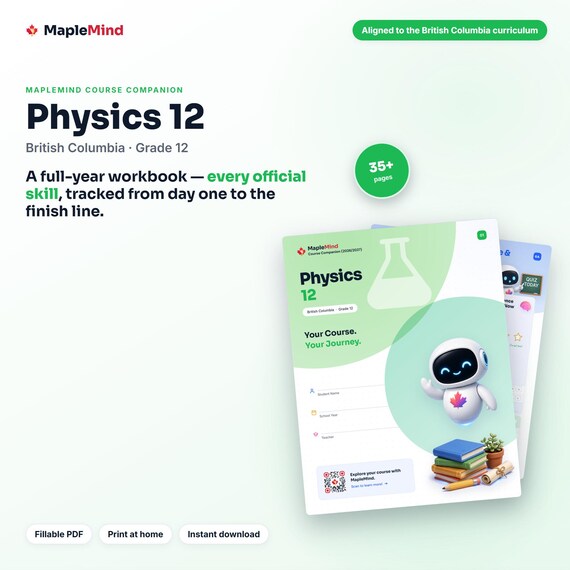 Physics 12 Course Companion — printable workbook and progress tracker for the Physics 12 curriculum