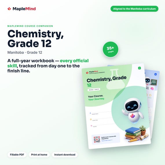 Chemistry, Grade 12 Course Companion — printable workbook and progress tracker for the Chemistry, Grade 12 curriculum