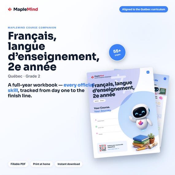 Français, langue d’enseignement, 2e année Course Companion — printable workbook and progress tracker for the Français, langue d’enseignement, 2e année curriculum