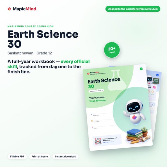 Earth Science 30 Course Companion — printable workbook and progress tracker for the Earth Science 30 curriculum