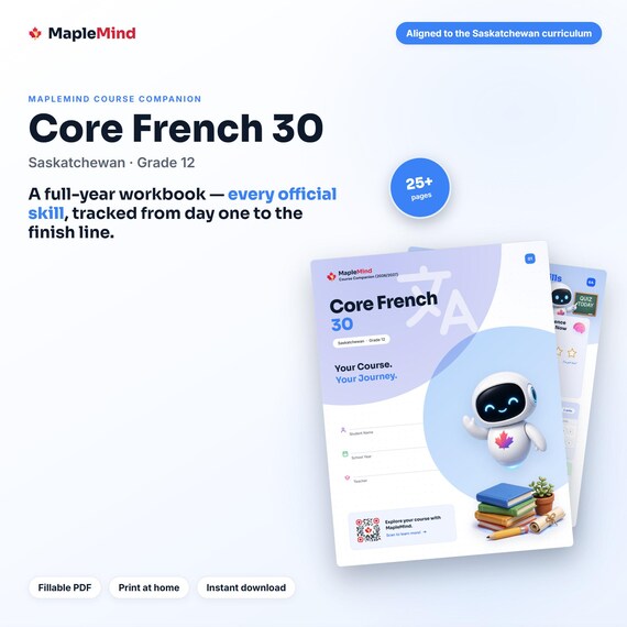 Core French 30 Course Companion — printable workbook and progress tracker for the Core French 30 curriculum