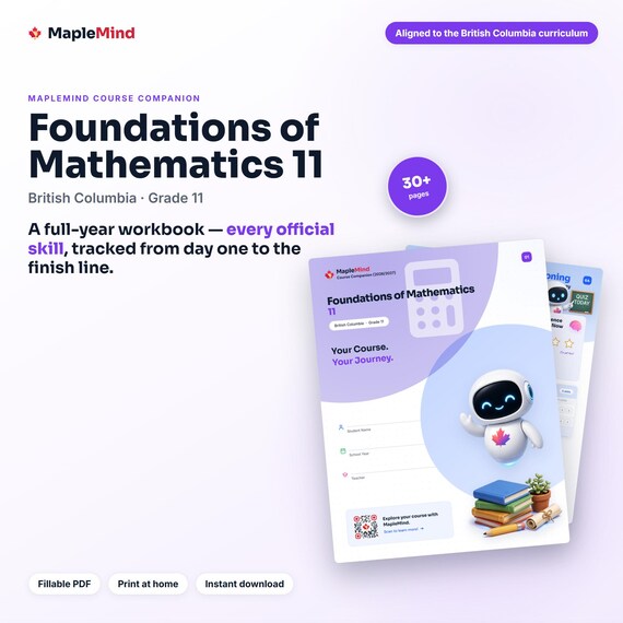 Foundations of Mathematics 11 Course Companion — printable workbook and progress tracker for the Foundations of Mathematics 11 curriculum