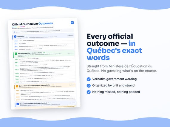 Parent dashboard and progress pages inside the Français, langue seconde (Core), Grade 1 workbook