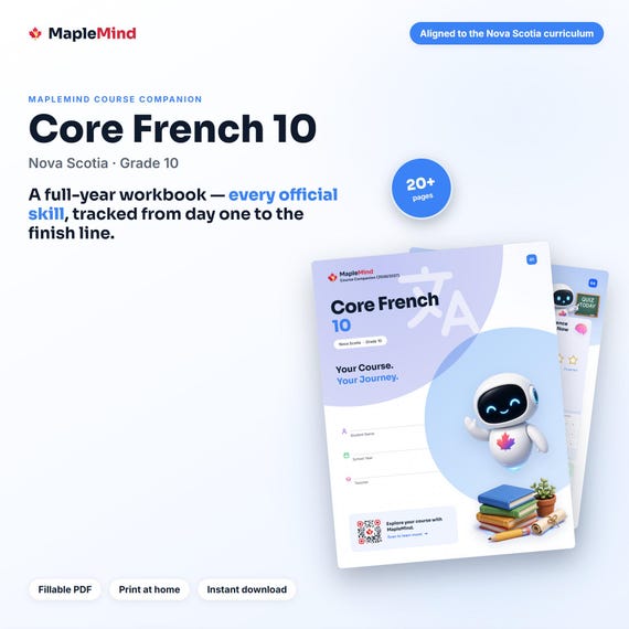 Core French 10 Course Companion — printable workbook and progress tracker for the Core French 10 curriculum