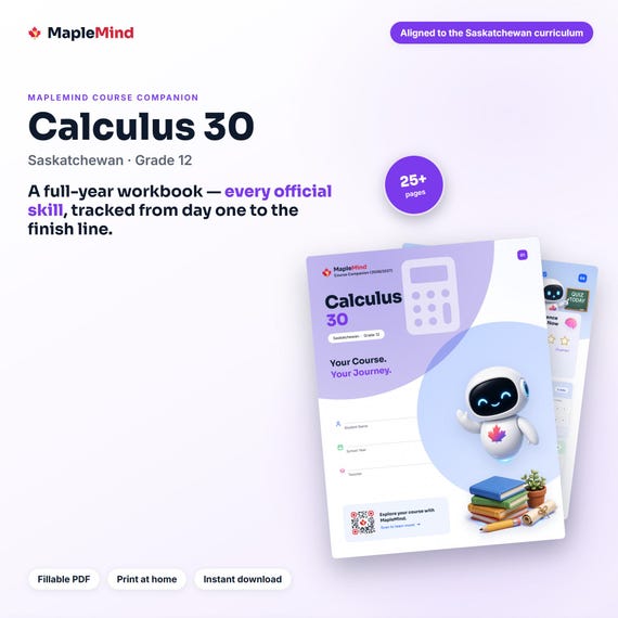 Calculus 30 Course Companion — printable workbook and progress tracker for the Calculus 30 curriculum