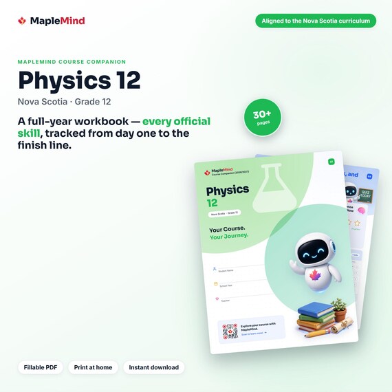 Physics 12 Course Companion — printable workbook and progress tracker for the Physics 12 curriculum