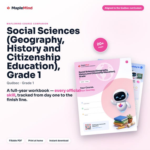 Social Sciences (Geography, History and Citizenship Education), Grade 1 Course Companion — printable workbook and progress tracker for the Social Sciences (Geography, History and Citizenship Education), Grade 1 curriculum