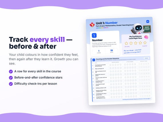 Unit reflection and certificate pages inside the Mathematics, Grade 1 workbook