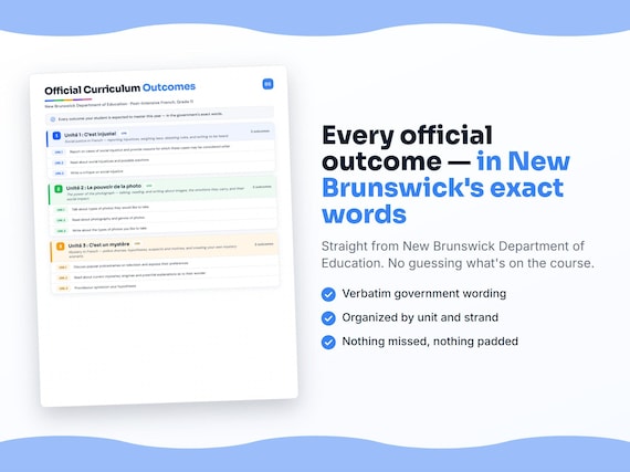 Parent dashboard and progress pages inside the Post-Intensive French, Grade 11 workbook
