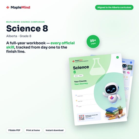 Science 8 Course Companion — printable workbook and progress tracker for the Science 8 curriculum