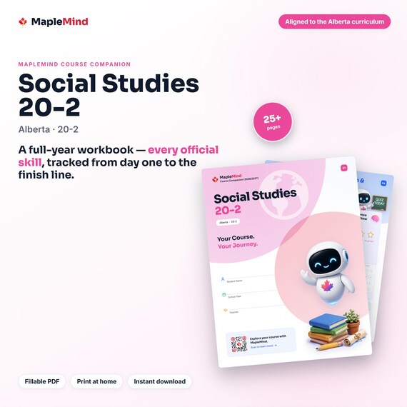 Social Studies 20-2 Course Companion — printable workbook and progress tracker for the Social Studies 20-2 curriculum