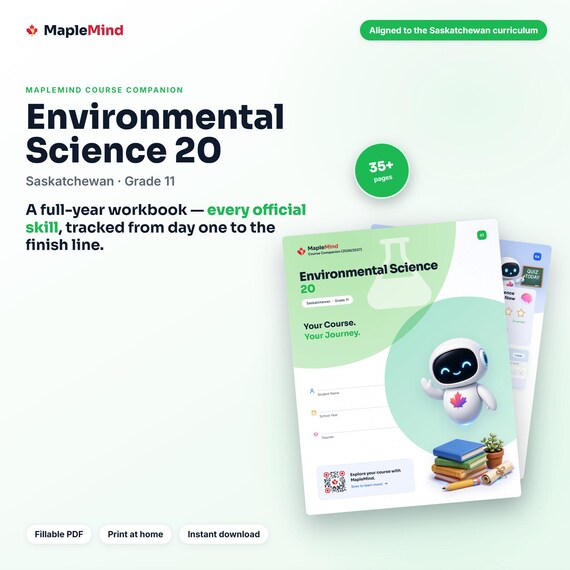 Environmental Science 20 Course Companion — printable workbook and progress tracker for the Environmental Science 20 curriculum