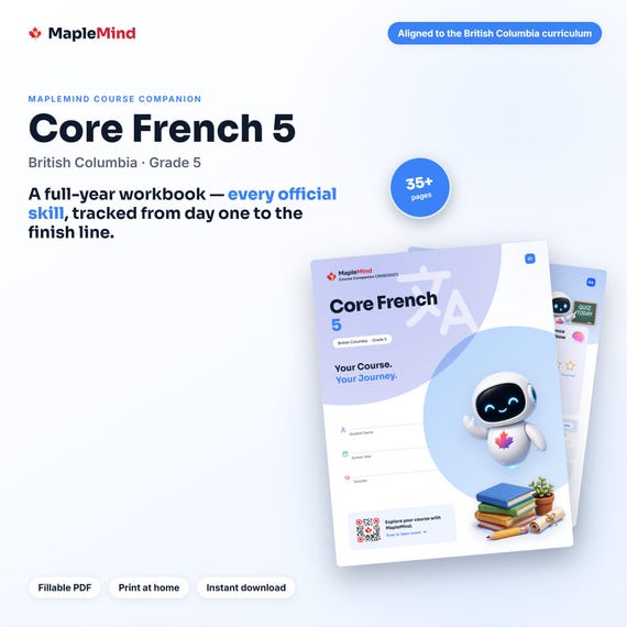 Core French 5 Course Companion — printable workbook and progress tracker for the Core French 5 curriculum