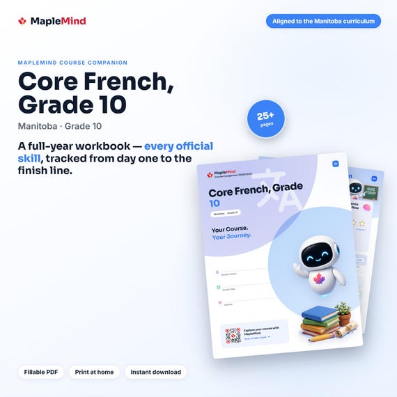 Core French, Grade 10 Course Companion — printable workbook and progress tracker for the Core French, Grade 10 curriculum