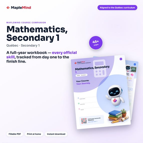 Mathematics, Secondary 1 Course Companion — printable workbook and progress tracker for the Mathematics, Secondary 1 curriculum