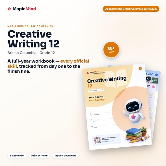 Creative Writing 12 Course Companion — printable workbook and progress tracker for the Creative Writing 12 curriculum