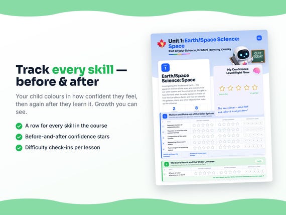Unit reflection and certificate pages inside the Science, Grade 9 workbook