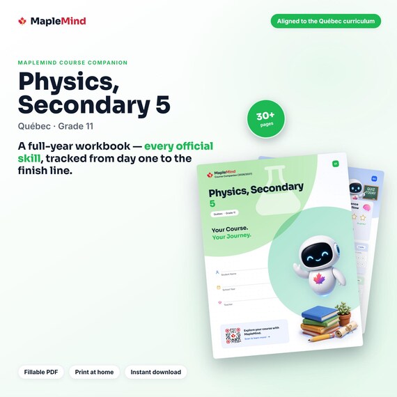 Physics, Secondary 5 Course Companion — printable workbook and progress tracker for the Physics, Secondary 5 curriculum