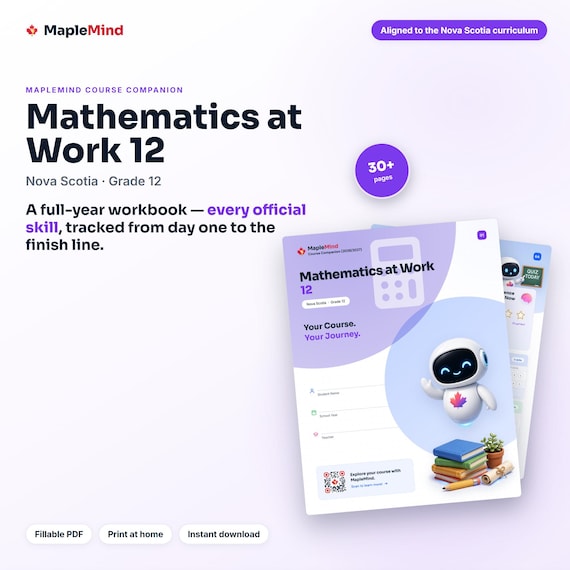 Mathematics at Work 12 Course Companion — printable workbook and progress tracker for the Mathematics at Work 12 curriculum