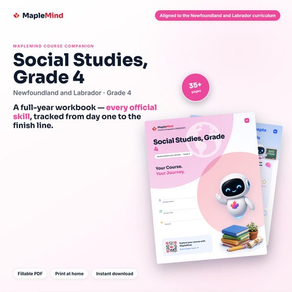 Social Studies, Grade 4 Course Companion — printable workbook and progress tracker for the Social Studies, Grade 4 curriculum