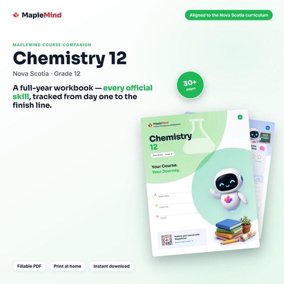 Chemistry 12 Course Companion — printable workbook and progress tracker for the Chemistry 12 curriculum
