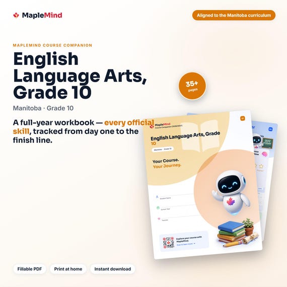 English Language Arts, Grade 10 Course Companion — printable workbook and progress tracker for the English Language Arts, Grade 10 curriculum