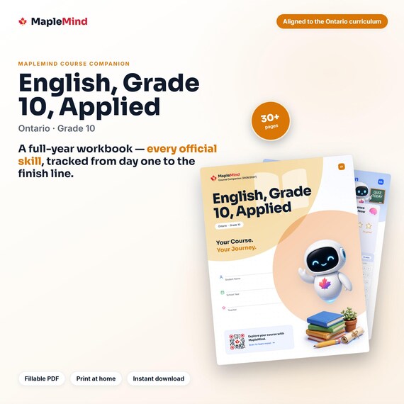 English, Grade 10, Applied Course Companion — printable workbook and progress tracker for the English, Grade 10, Applied curriculum