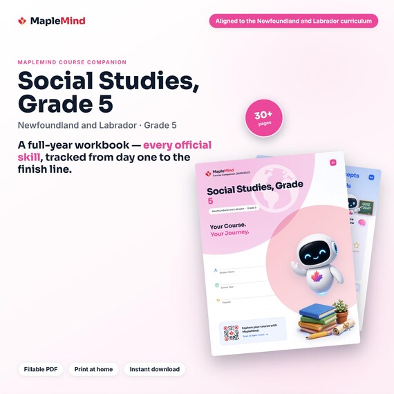 Social Studies, Grade 5 Course Companion — printable workbook and progress tracker for the Social Studies, Grade 5 curriculum