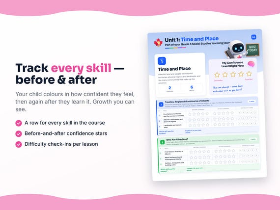 Unit reflection and certificate pages inside the Grade 3 Social Studies workbook