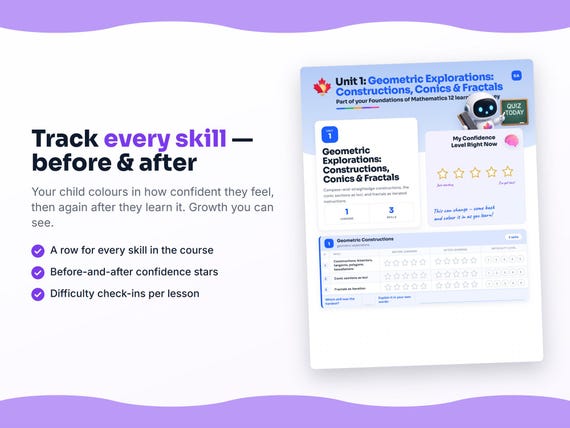 Unit reflection and certificate pages inside the Foundations of Mathematics 12 workbook