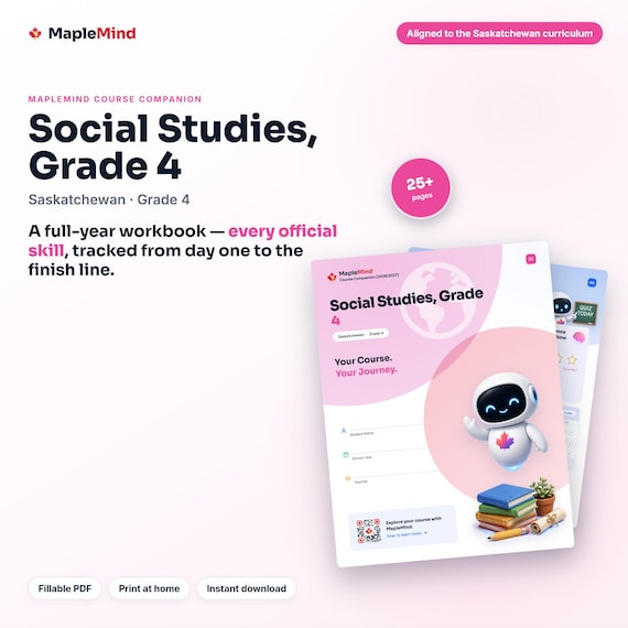 Social Studies, Grade 4 Course Companion — printable workbook and progress tracker for the Social Studies, Grade 4 curriculum