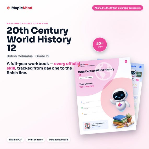 20th Century World History 12 Course Companion — printable workbook and progress tracker for the 20th Century World History 12 curriculum