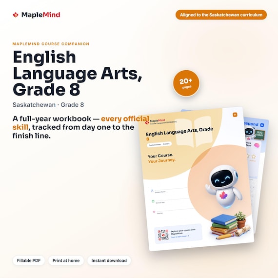 English Language Arts, Grade 8 Course Companion — printable workbook and progress tracker for the English Language Arts, Grade 8 curriculum