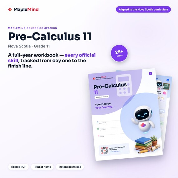 Pre-Calculus 11 Course Companion — printable workbook and progress tracker for the Pre-Calculus 11 curriculum
