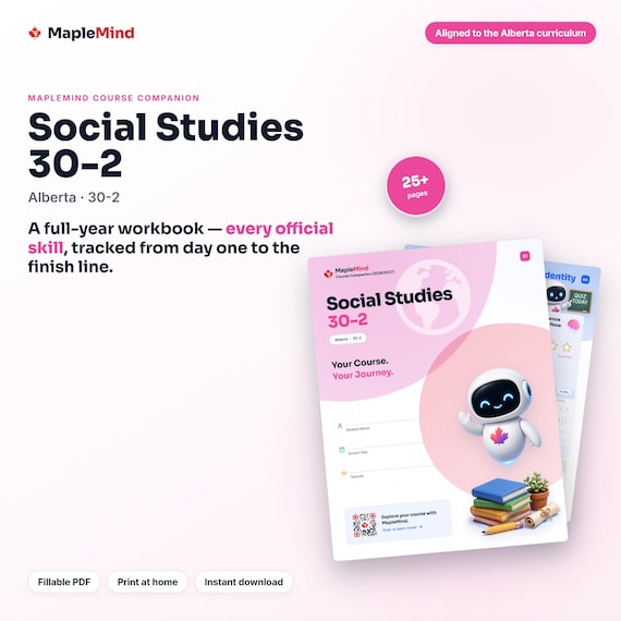 Social Studies 30-2 Course Companion — printable workbook and progress tracker for the Social Studies 30-2 curriculum