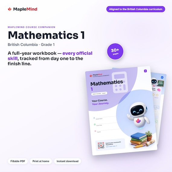 Mathematics 1 Course Companion — printable workbook and progress tracker for the Mathematics 1 curriculum