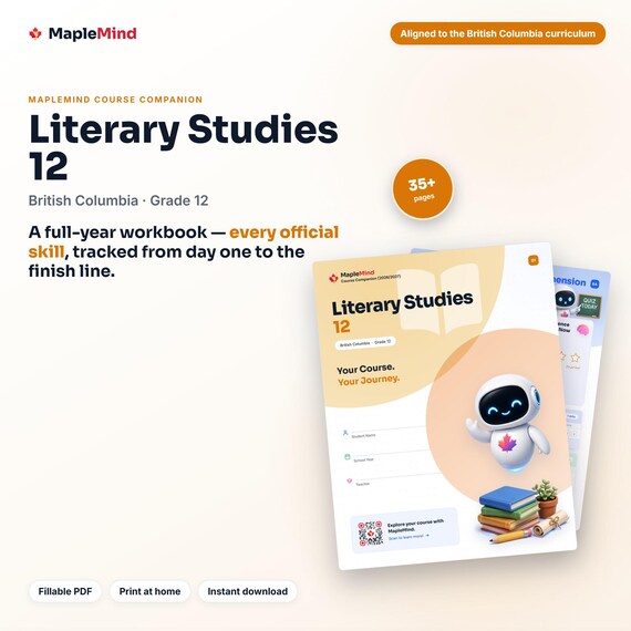 Literary Studies 12 Course Companion — printable workbook and progress tracker for the Literary Studies 12 curriculum