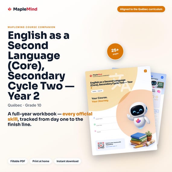 English as a Second Language (Core), Secondary Cycle Two — Year 2 Course Companion — printable workbook and progress tracker for the English as a Second Language (Core), Secondary Cycle Two — Year 2 curriculum