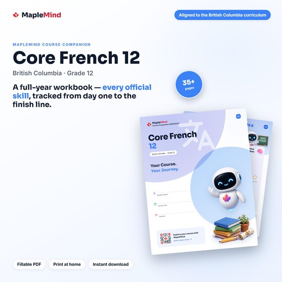 Core French 12 Course Companion — printable workbook and progress tracker for the Core French 12 curriculum