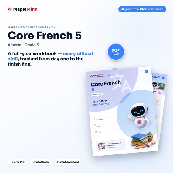 Core French 5 Course Companion — printable workbook and progress tracker for the Core French 5 curriculum