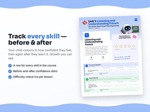 Unit reflection and certificate pages inside the Core French 5 workbook