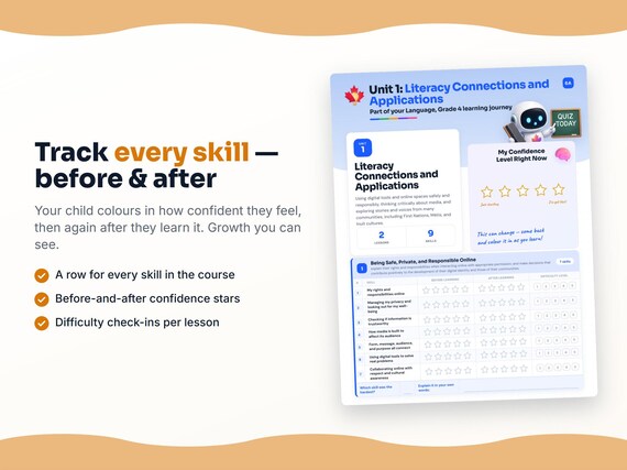 Unit reflection and certificate pages inside the Language, Grade 4 workbook