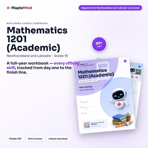 Mathematics 1201 (Academic) Course Companion — printable workbook and progress tracker for the Mathematics 1201 (Academic) curriculum