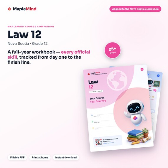 Law 12 Course Companion — printable workbook and progress tracker for the Law 12 curriculum